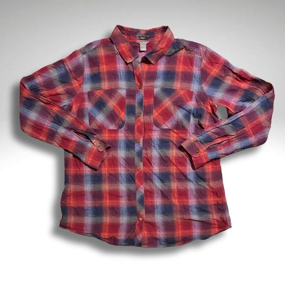Eddie Bauer Tops - Eddie Bauer Red & Blue Classic Fit Plaid Cotton Button Down Shirt L